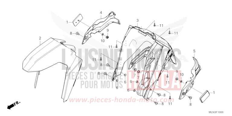 KOTFLUEGEL, VORNE von Africa Twin Mechanik MAT BALLISTIC BLACK METALLIC (NHA86) von 2024